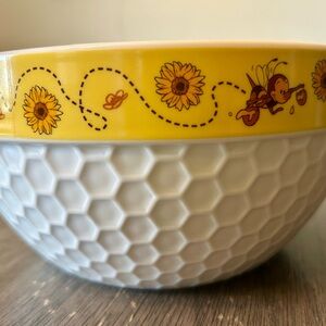 Disney Parks White Honeycomb Bowl 8” Spike the Bee & Flowers Epcot Souvenir 2022